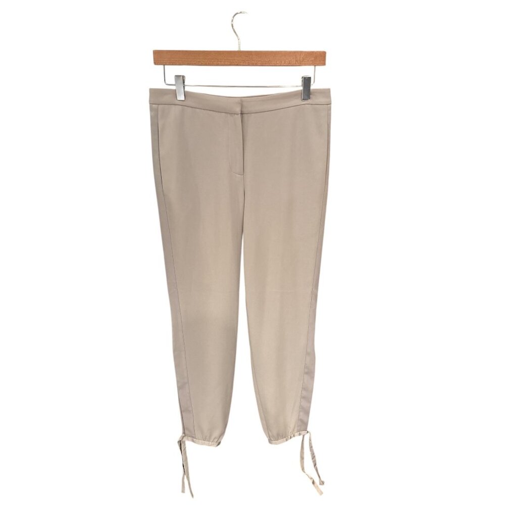 Halston Heritage Womens Beige Trousers Size 4 With Drawstring Hem